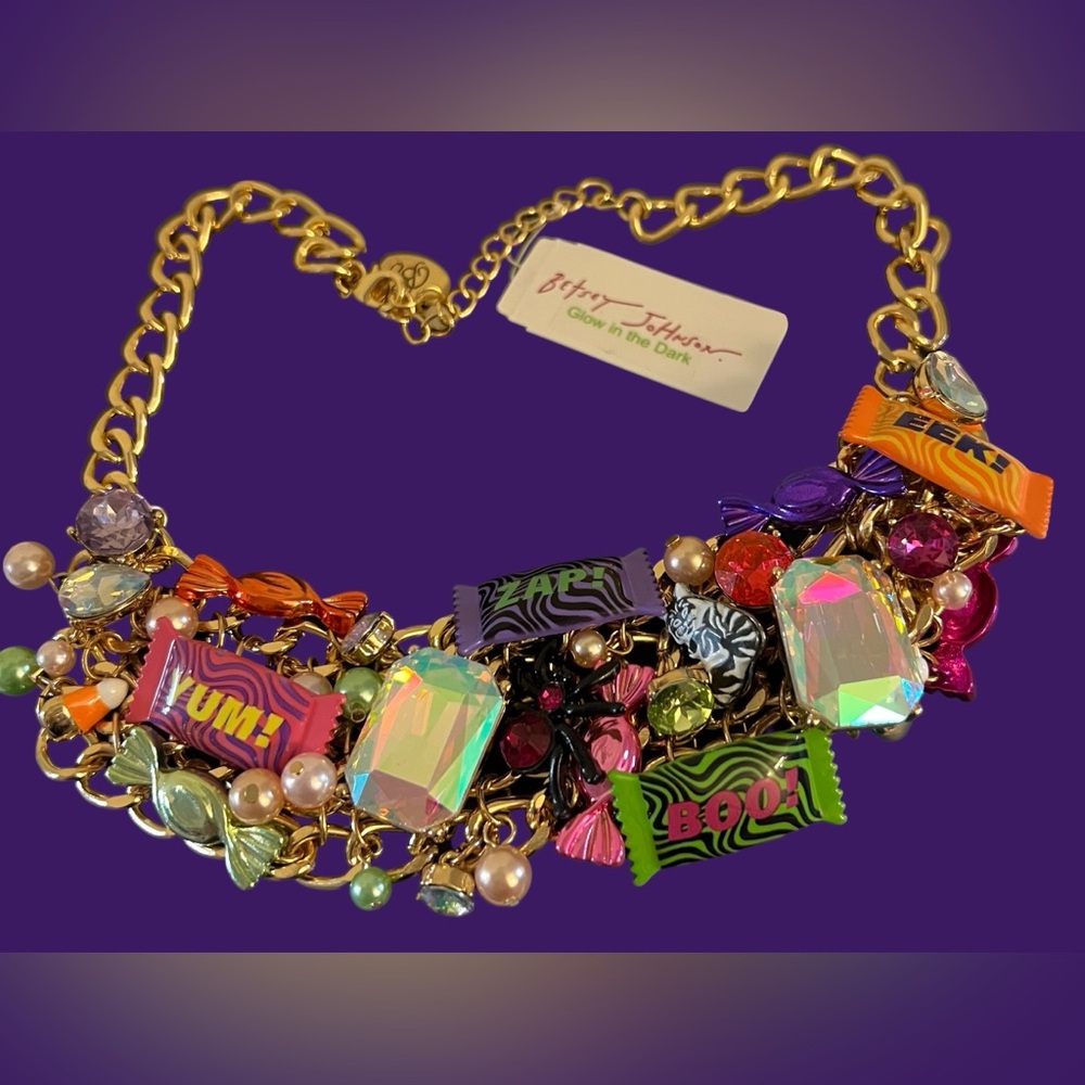 Betsey Johnson Gold Necklace with Multicolor Candy Charms - Picture 15 of 16